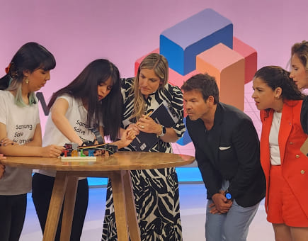 Students are presenting the prototype they have developed as part of the Samsung Solve for Tomorrow program.