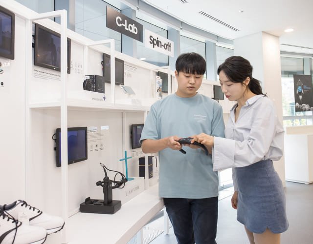 This is the exhibition space for Samsung C-Lab spin-offs.
